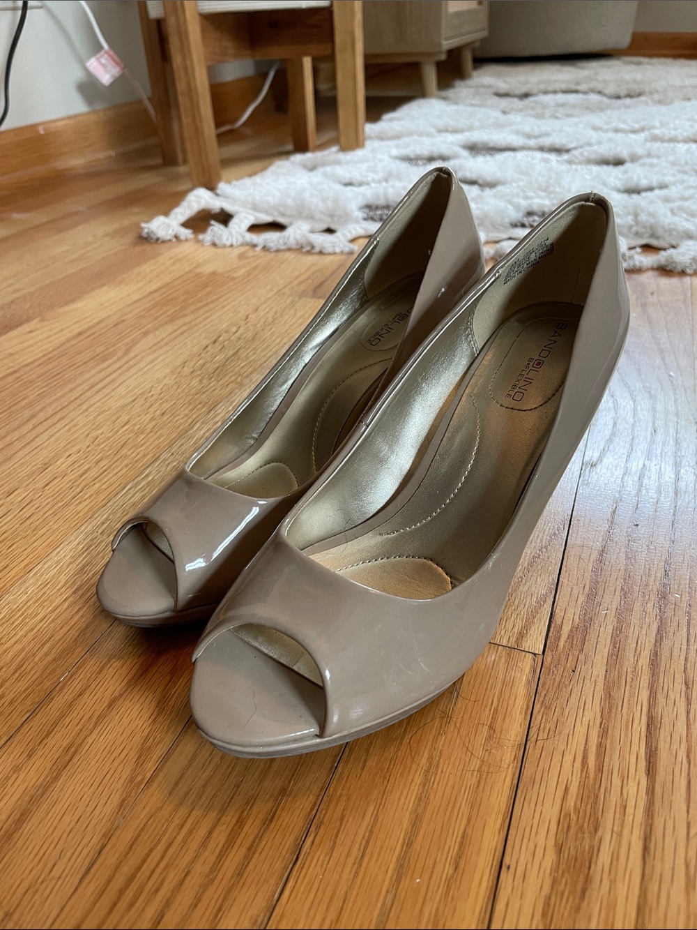 Bandolino Nude Patent Peep-Toe Pumps